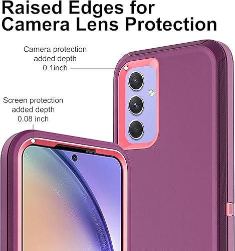 Miniatura 9 de Funda para Samsung Galaxy A54 5G, 3 en 1, protección resistente a prueba de golpes con 2 protectores de pantalla de vidrio templado, (negrogris)