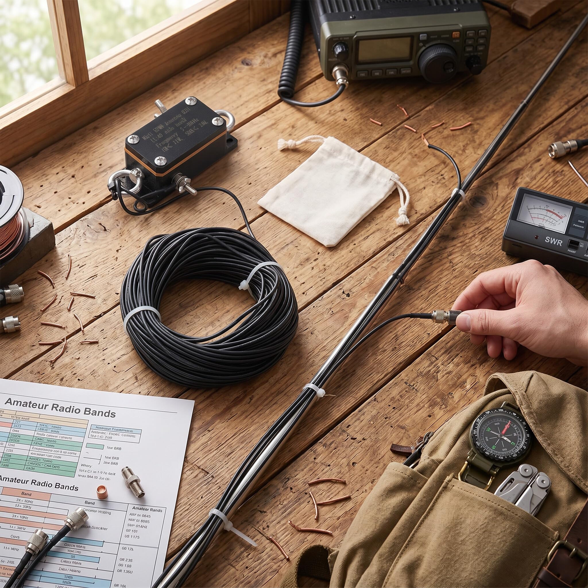 Zapasowa Antena Mini EFHW z końcówką zasilaną Antena Krótkofalowa 3–30 MHz do Transmisji Radiowych