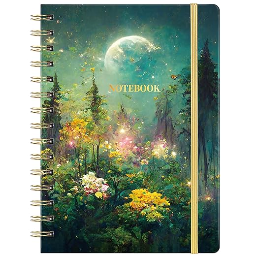 Spiral Journal/Notebook - Lined Journal with Back Pocket and Hardcover, 8.5" x 6.4", College Ruled Notebook/Journal, Premium Thick Paper, Strong Twin-Wire Binding - Emerald Mountain