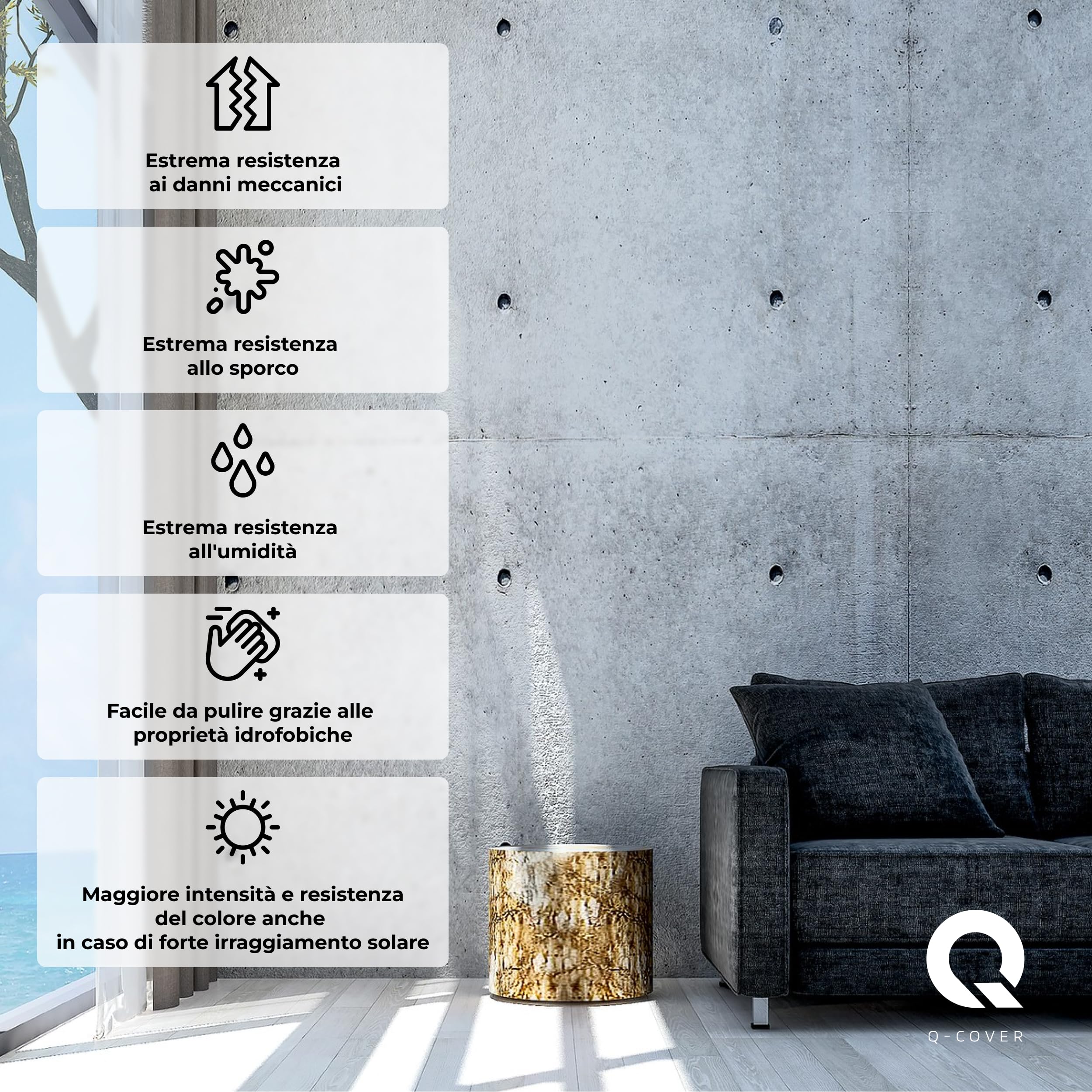 Beton Architekt 15 kg Bianco | intonaco decorativo effetto cemento per interni | pronto all’uso | resa ca. 10 m² | ampia scelta colori