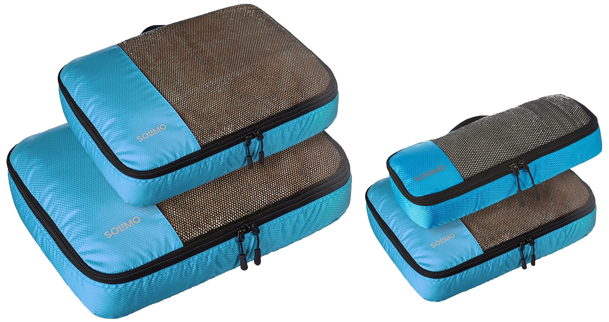 Amazon Brand - SolimoAmazon Brand - Solimo 4 Piece Packing Travel Organizer Cubes Set,(Large/Medium/Small/Slim) Sky Blue