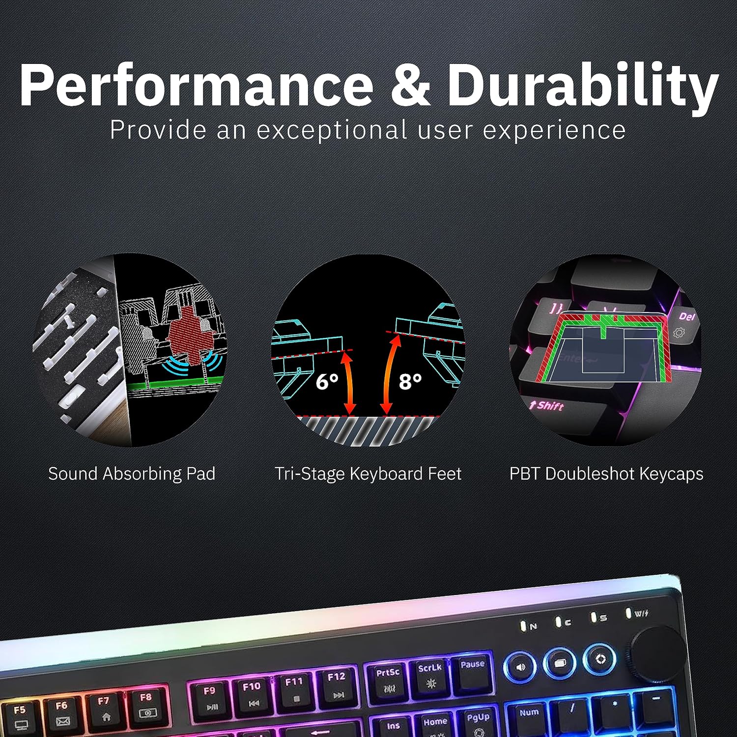 iRocks K71R Wireless RGB Mechanical Gaming Keyboard, Switches Brown,PBT 107 Keys NKRO,RGB Backlit,Pro Keyboard for Gaming and Work,Dual Interface Wireless & Wired, Windows Laptop PC Mac,Black