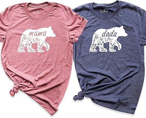 Mama Bear Floral Silhouette Shirt Dada Shirt Mothers Day Gift Family Tshirts Mom Shirt Dad Shirt Dada Bear Mama Bear Outfits