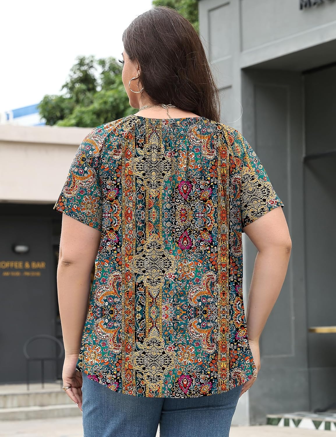 Micoson Womens Plus Size Tops Short Sleeve Shirts Crewneck Pleated Blouses Dressy Casual Fashion Tunic Top (1X-5X) - Image 3