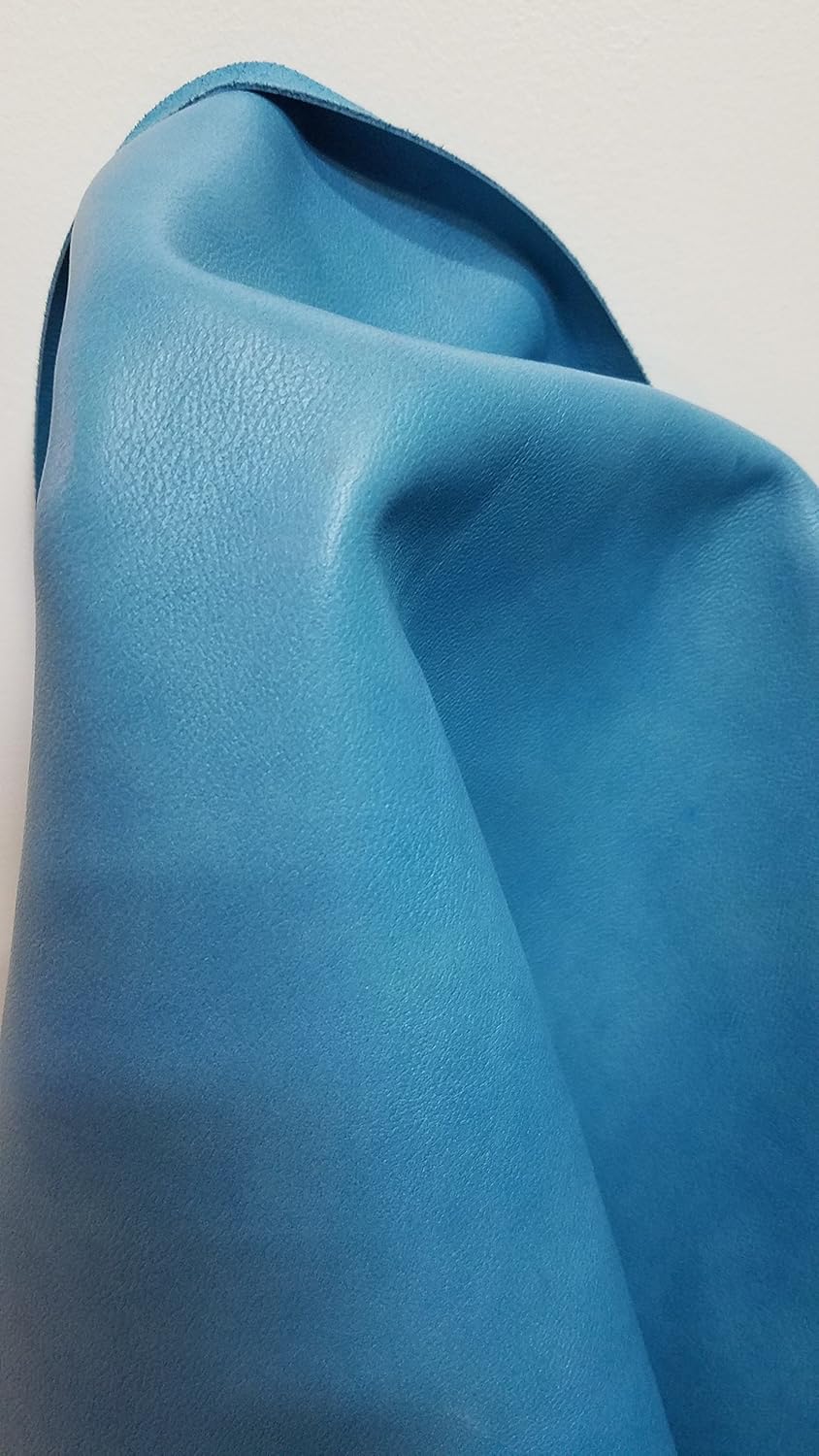 Peacock Denim Blue 12" x24" Leather Piece Cutting Tracker 2.5 oz Two Tone Soft Upholstery Chap Cowhide Genuine Leather Hide Skin 2 Square feet (12 inch x 24 inch)