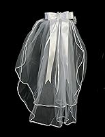 Vista 6 de Swea Pea & Lilli - Velo de primera comunión para niñas, tocado blanco para la primera comunión con diadema, flores de organza con diamantes