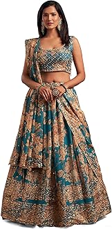 Zeel ClothingWomen's Organza Floral White Semi-Stitched Lehenga Choli (7611-Wedding-Floral-Lehenga-Latest, White)