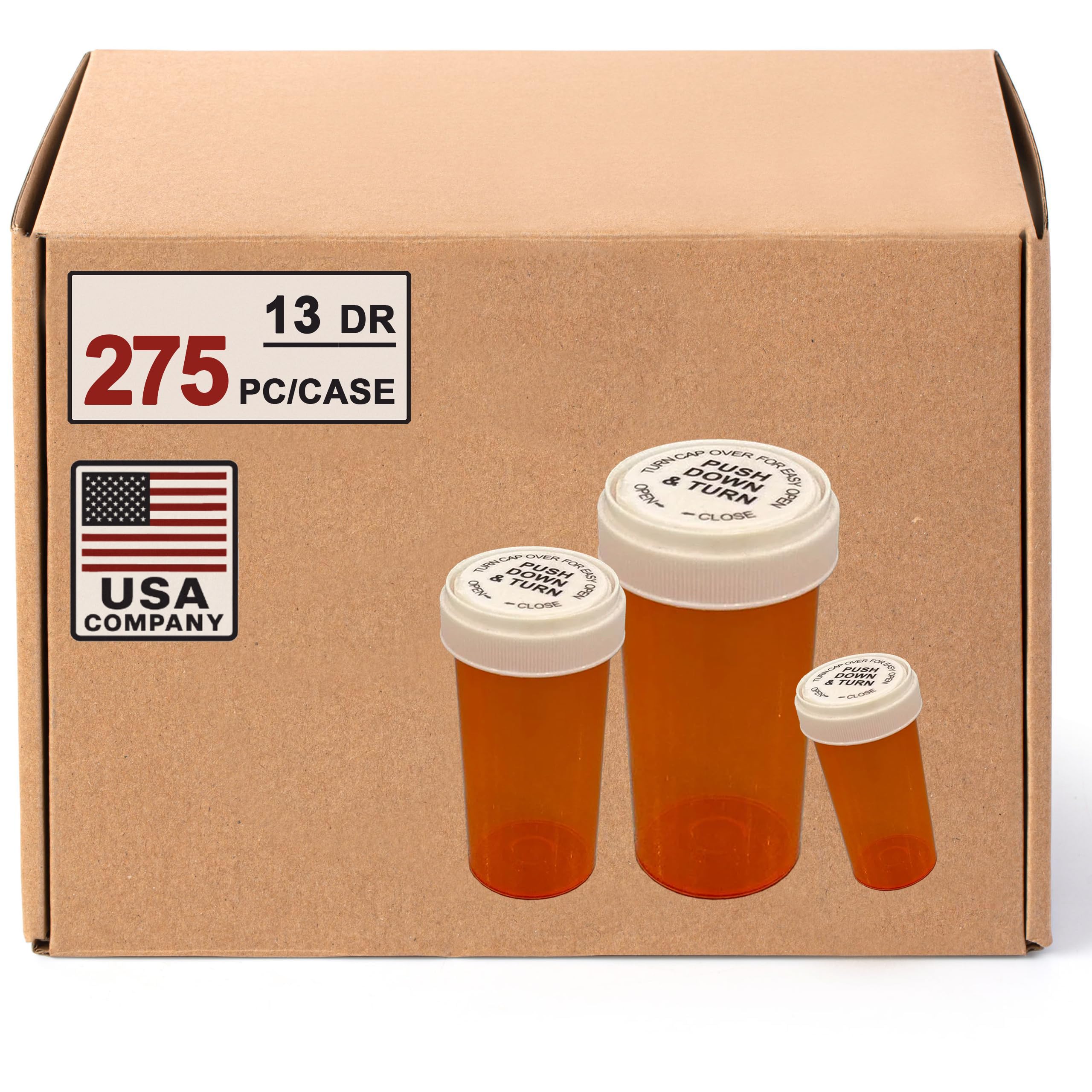 13 Dram Push Down and Turn Vials for Pharmacy 275 Pcs Empty Pill Bottles with Reversible Caps Mini