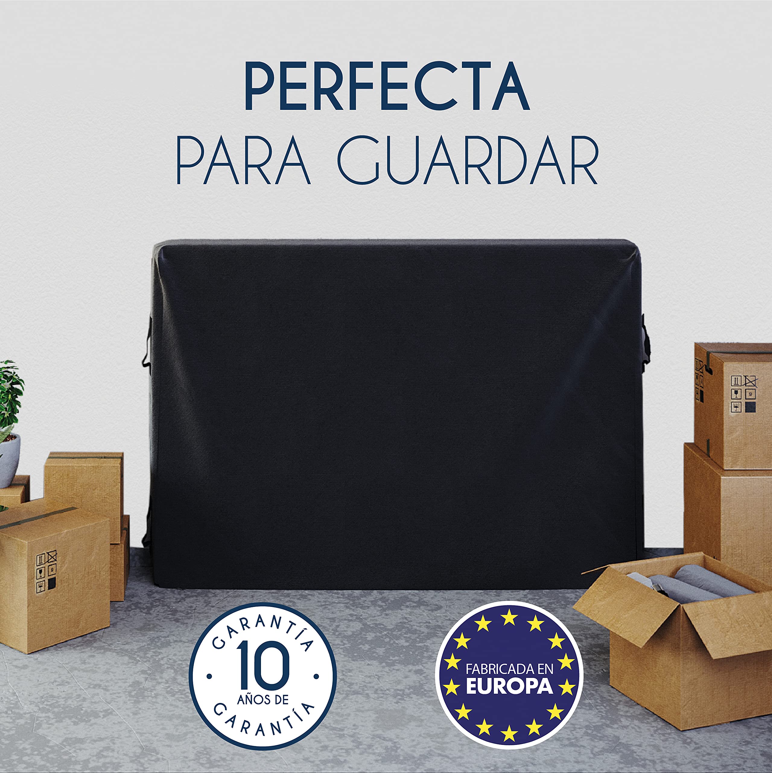 Funda Colchon Impermeable 200x200 Made in Europe & Oeko-Tex para Mudanza y Amacenamiento Dreamzie - Cremallera de 30cm de Espesor con 4 Asas