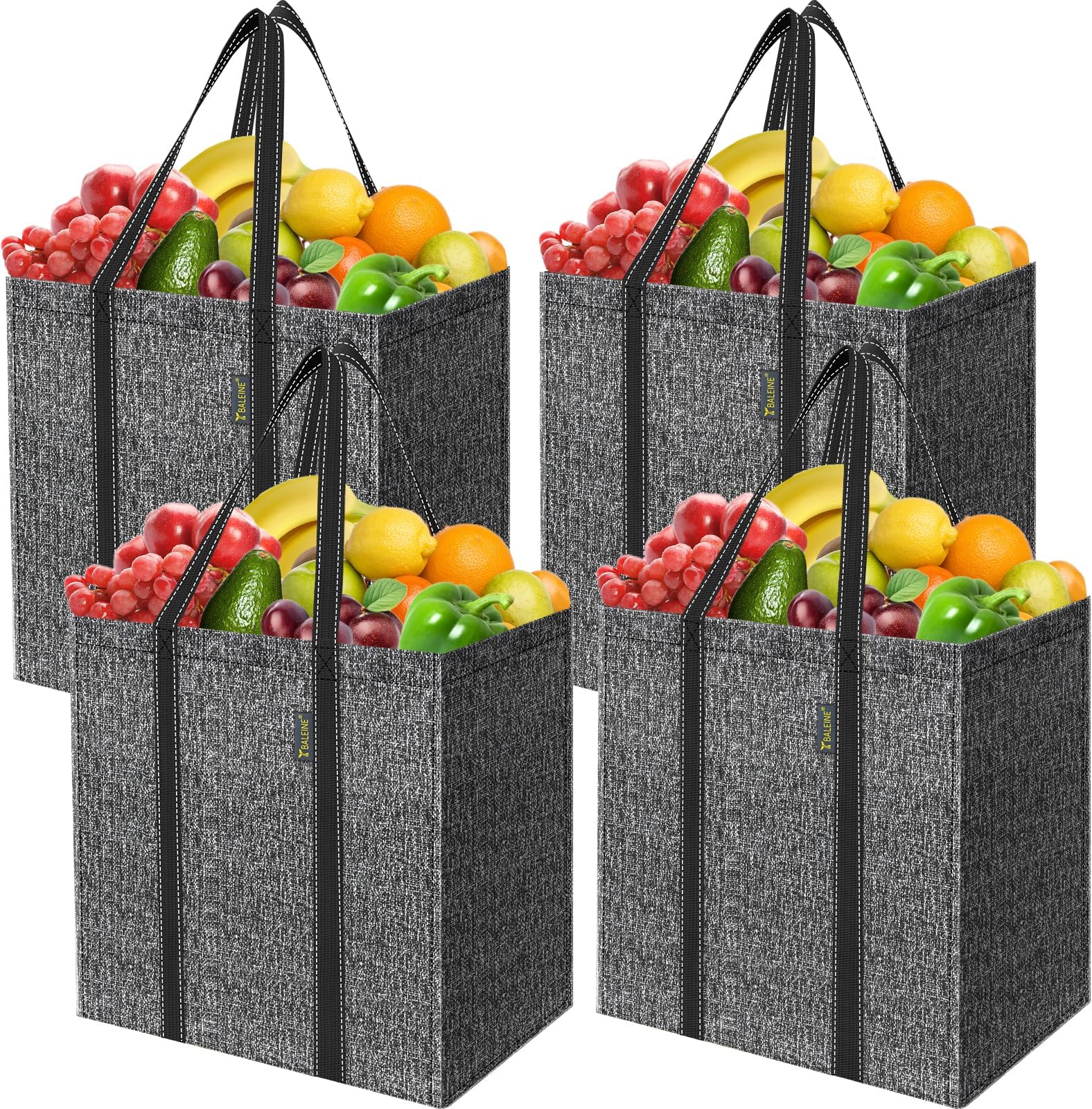 Amazon.com: BALEINE 2Pk Insulated Reusable Grocery Bags+ Soft 9 Gallon ...