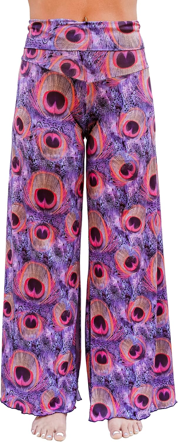 Yoga, Boho, Harem, Palazzo, High-Waisted, Flowy Pants for Women with Unique Open Lower Side Leg