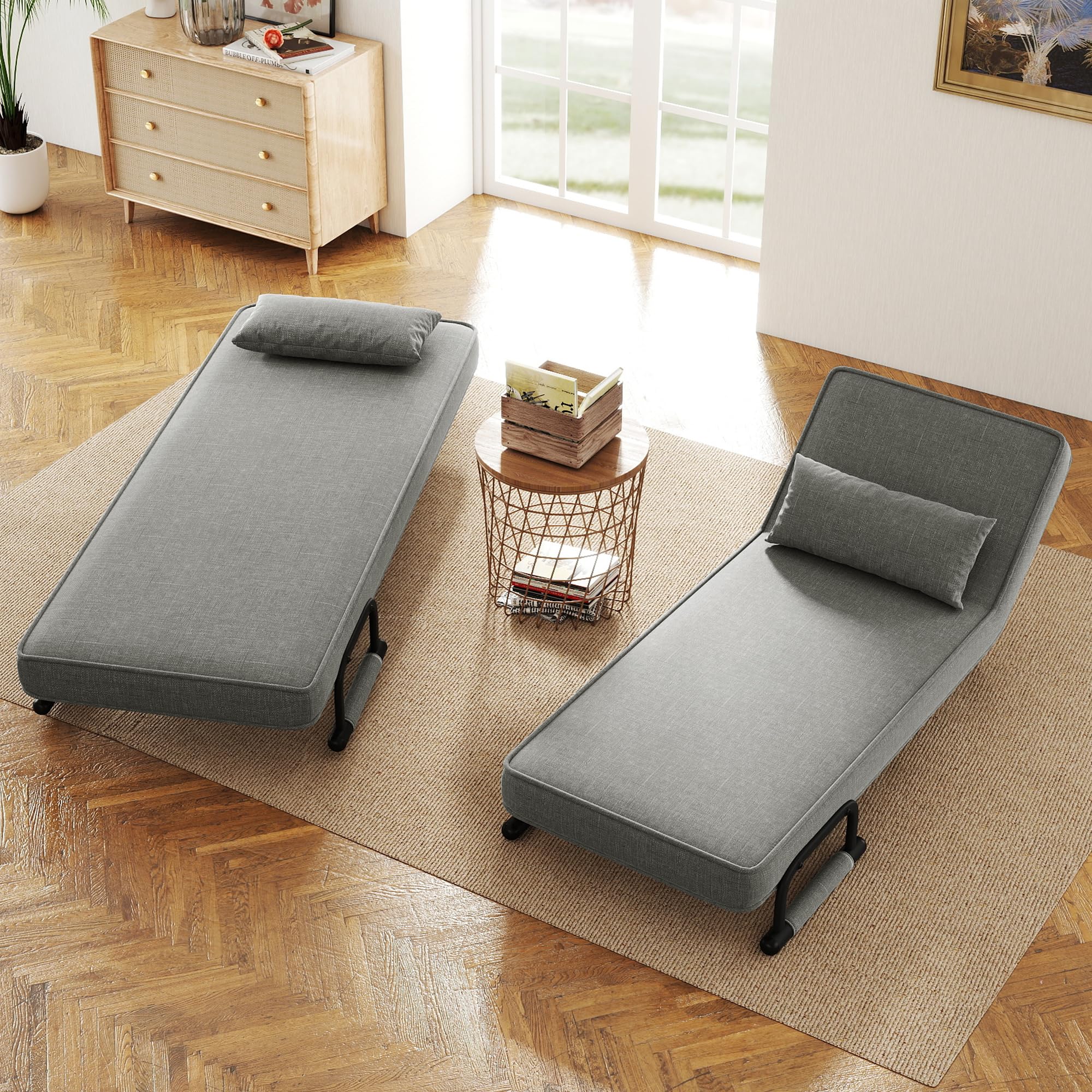 Hawthyhome Sillón Cama 4 en 1, sofá Cama, Cama para Invitados Que Ahorra Espacio, sillón Relax con Respaldo Ajustable, Capacidad de Carga de 150 kg, Gris Oscuro