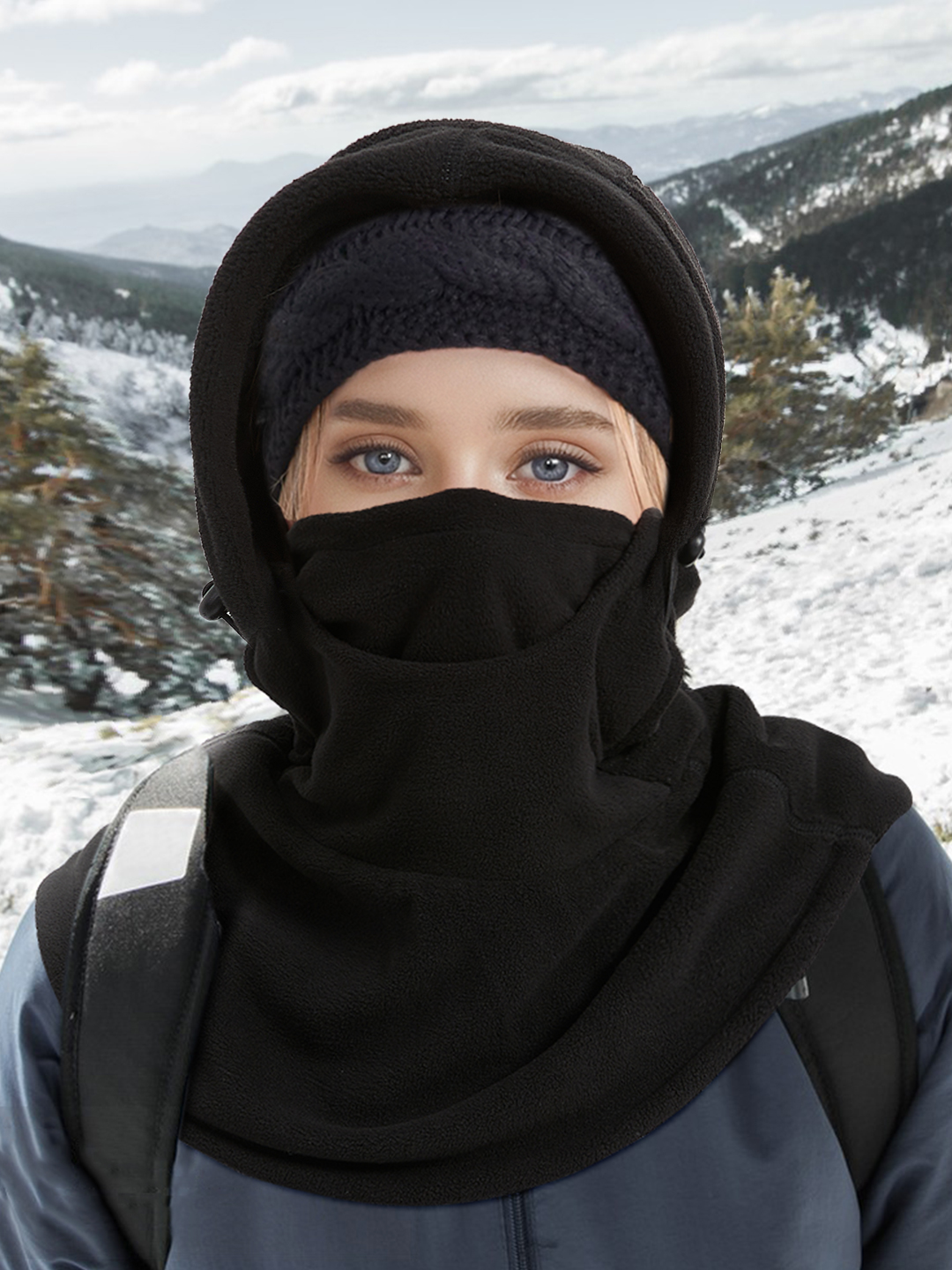 Ski l'hiver masque visage chapeau extérieur hotte cagoule thermique coupe- vent noir - Sport Ski l'hiver masque visage chapeau extérieur hotte cagoule thermique coupe- vent noir - Sport