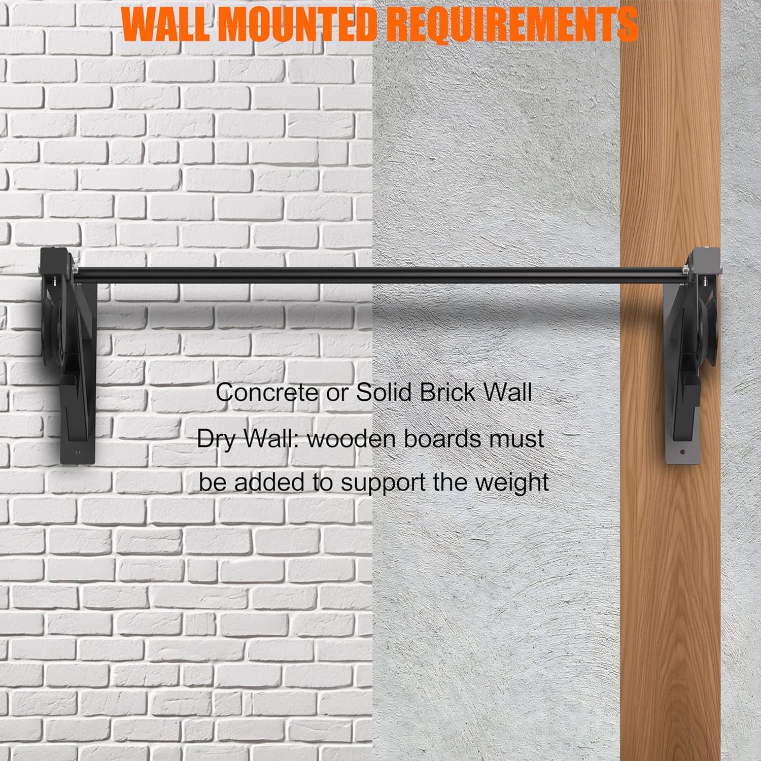 Pull Up Bar Wall Mounted, Heavy Duty 650 lbs Capacity Chin Up Bar, 48" Multi-Grip Strength Training Pull-up Bars, for Home Gym Garage/Backyard Total Body Workout, Ease Of Use Mounting