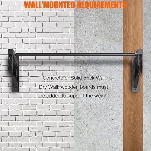 Miniatura 5 de Barra de dominadas montada en la pared con sistema de poleas, barra de barbilla resistente de 600 libras, barra de dominadas de agarre múltiple de