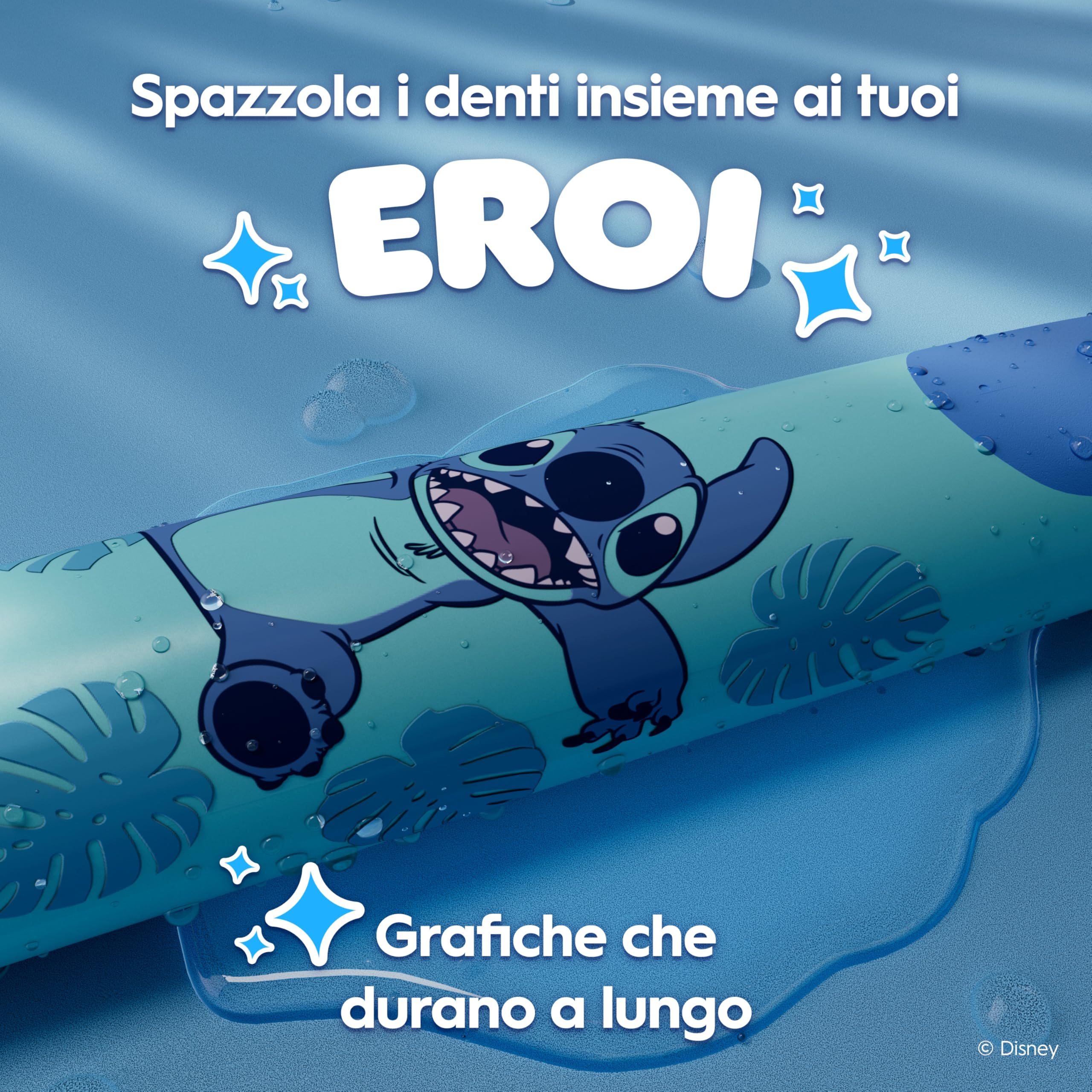 Oral-B Spazzolino Elettrico Ricaricabile iO Kids 6+, 1 Testina, Custodia, Azzurro - Disney Stitch, 1 Testina di Ricambio per Spazzolino Elettrico, dai 6 Anni in su, Delicato sulle Gengive, Custodia