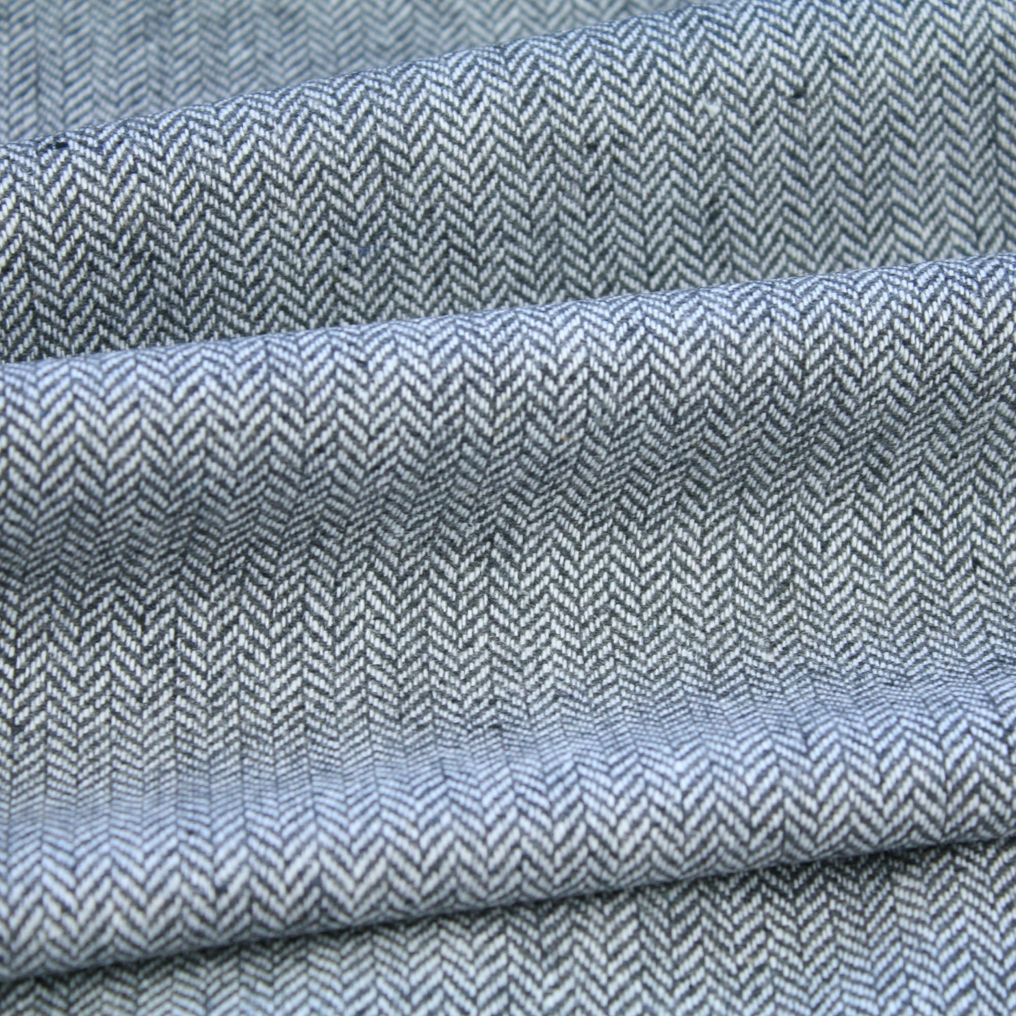 We Love Fabric Light Grey Herringbone Wool Blend Tweed 50% Wool Upholstery Fabric - For Sofa Armchairs Cushions 1.5 Meter Width Sold By The Meter (Light Grey)