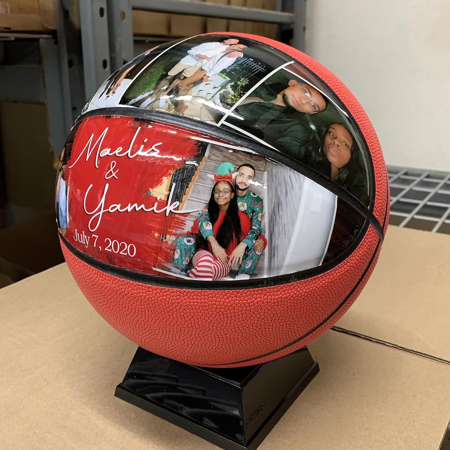 Custom Photo Love Basketball | Personalized Basketball with Pictures and Text | Best Gift for Valentine’s Day, Wedding, Anniversary | Customized and Unique Gift! (Basketball Multi-Photo - Full Size)