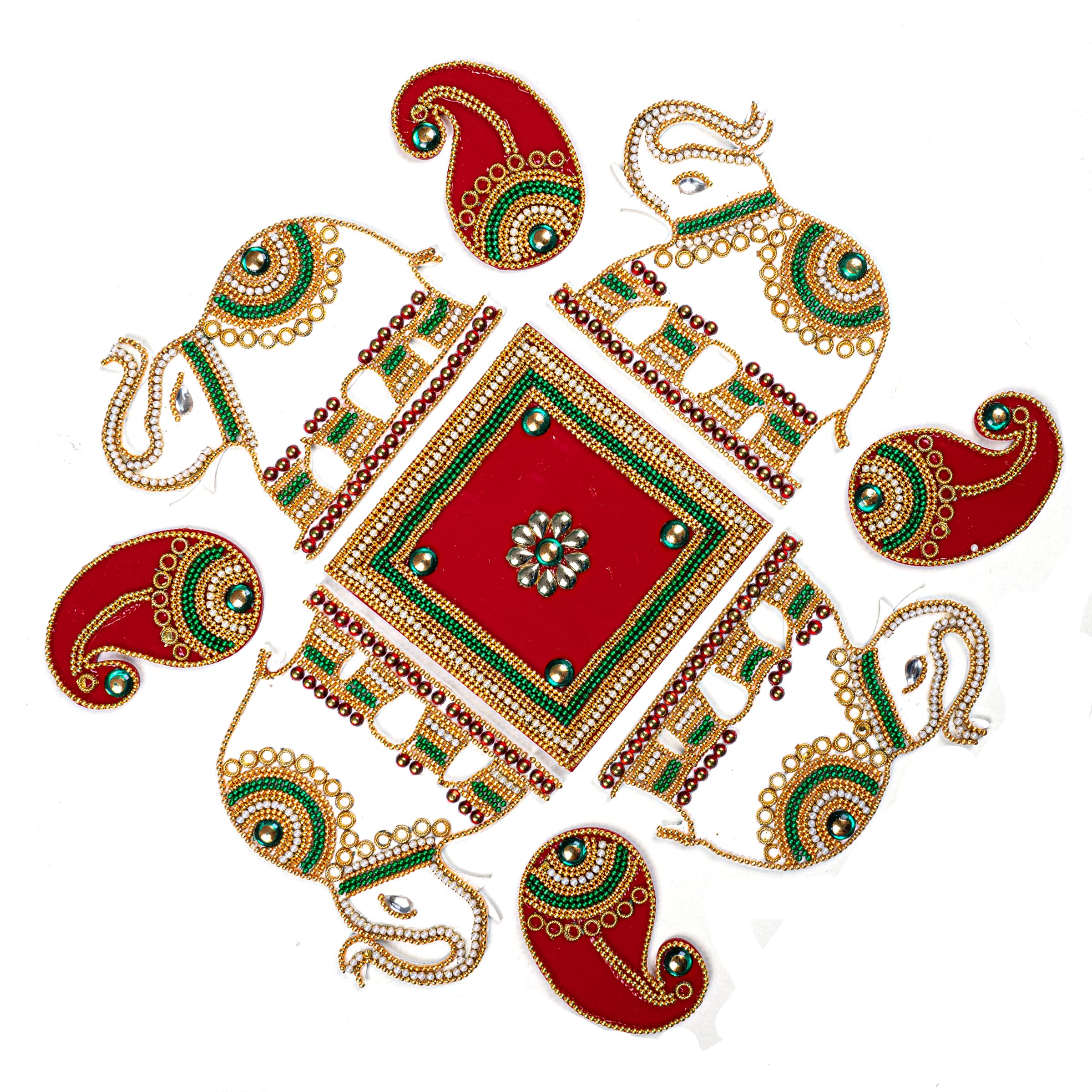 Tarini Gallery Floor Rangoli Acrylic Handcrafted Indian Traditional Home Décor for Diwali Festival Wedding Party Wall Interior Decoration and Gifting (White Elephant) - Image 2