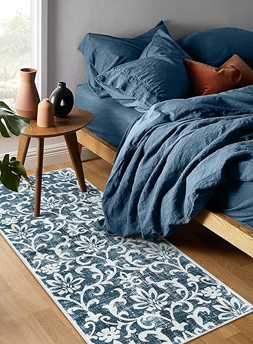 Miniatura 75 de Morebes Alfombra lavable de 2 x 5 pies, alfombra vintage floral gris para puerta de entrada, antideslizante, suave que no desprende pelusa