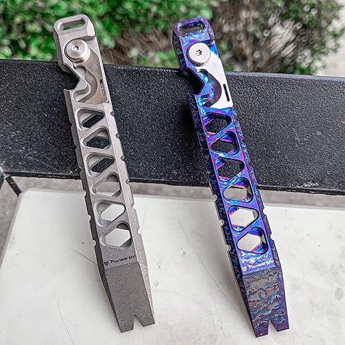 Miniatura 7 de WANERSEN Barras de palanca CNC, multiherramienta de bolsillo para todos los días, abridor de botellas de engranaje EDC, aleación de titanio TC4,