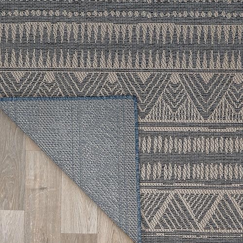 Miniatura 5 de Rugshop Alfombra geométrica bohemia para interiores y exteriores, alfombra bohemia para exteriores, no desprende pelusa, alfombra de balcón,