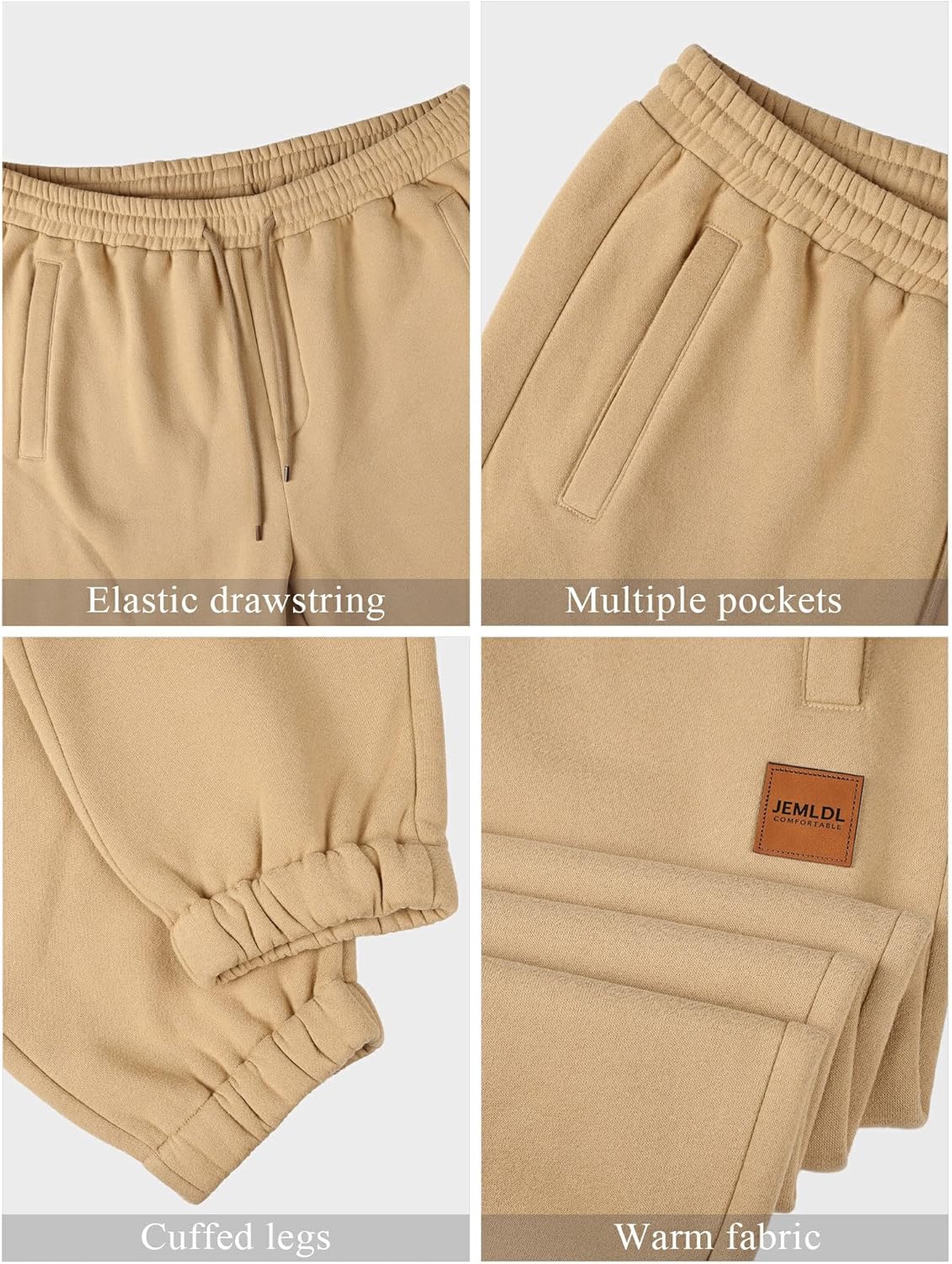 JEMLDL Mens Fleece Sweatpants Loose Fit Tapered Joggers with Drawstring Waist and Pockets Warm Casual Workout Pants - Image 6