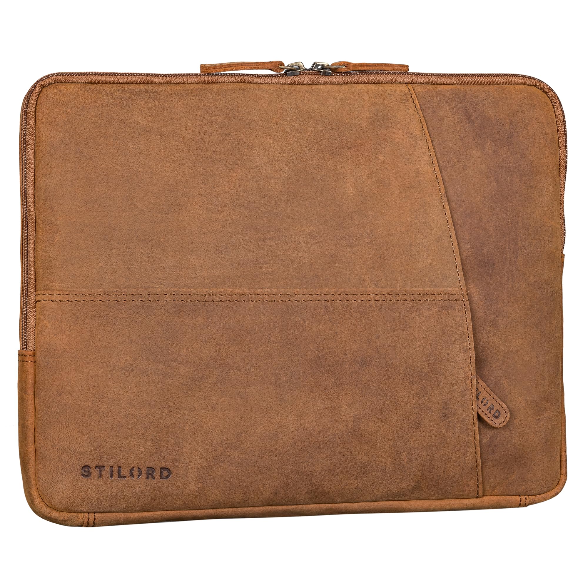 STILORD "Chuck Elegante Funda Cuero para Portátil 15.6 Pulgadas para MacBook 16 Portadocumentos Mujer Vintage Portafolios Hombre Piel Auténtica Color:negro