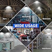 Vista 4 de Luz LED de alta bahía de 150 W 21000 LM con enchufe de EE. UU., cable de 5000 K, luz diurna de 5000 K, resistente al agua IP65, no tenue, almacén