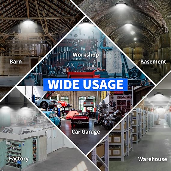 100W UFO LED High Bay Light, 14000LM 5000K ETL Warehouse Light AC110-277V | IP65 Waterproof UFO Commercial Shop Light with US Plug 5ft Cable Factory Barn Garage Lowbay Area Lighting Fixture
