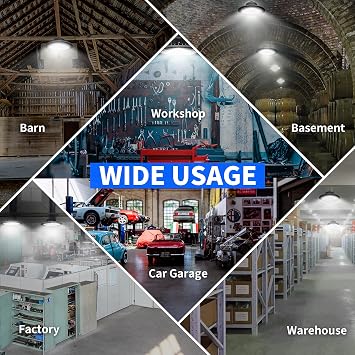 100W UFO LED High Bay Light, 14000LM 5000K ETL Warehouse Light AC110-277V | IP65 Waterproof UFO Commercial Shop Light with US Plug 5ft Cable Factory Barn Garage Lowbay Area Lighting Fixture