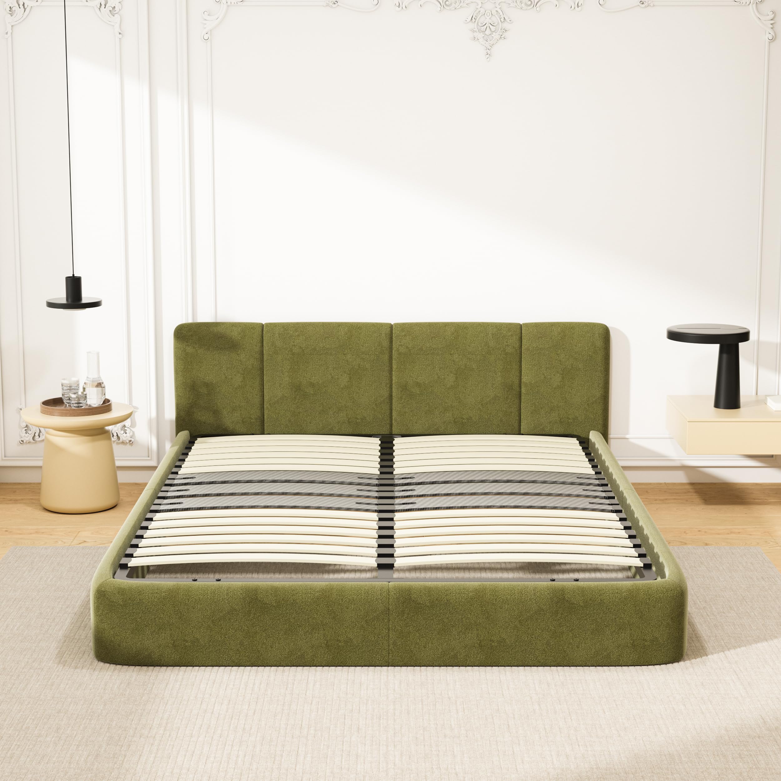 DEWINNER - Sommier 140x190 cm | 2x15 Lattes Peuplier Naturel | Pied Central Réglable T | Ergonomique | Structure Noire Moderne | Installation Express (1 Pied)