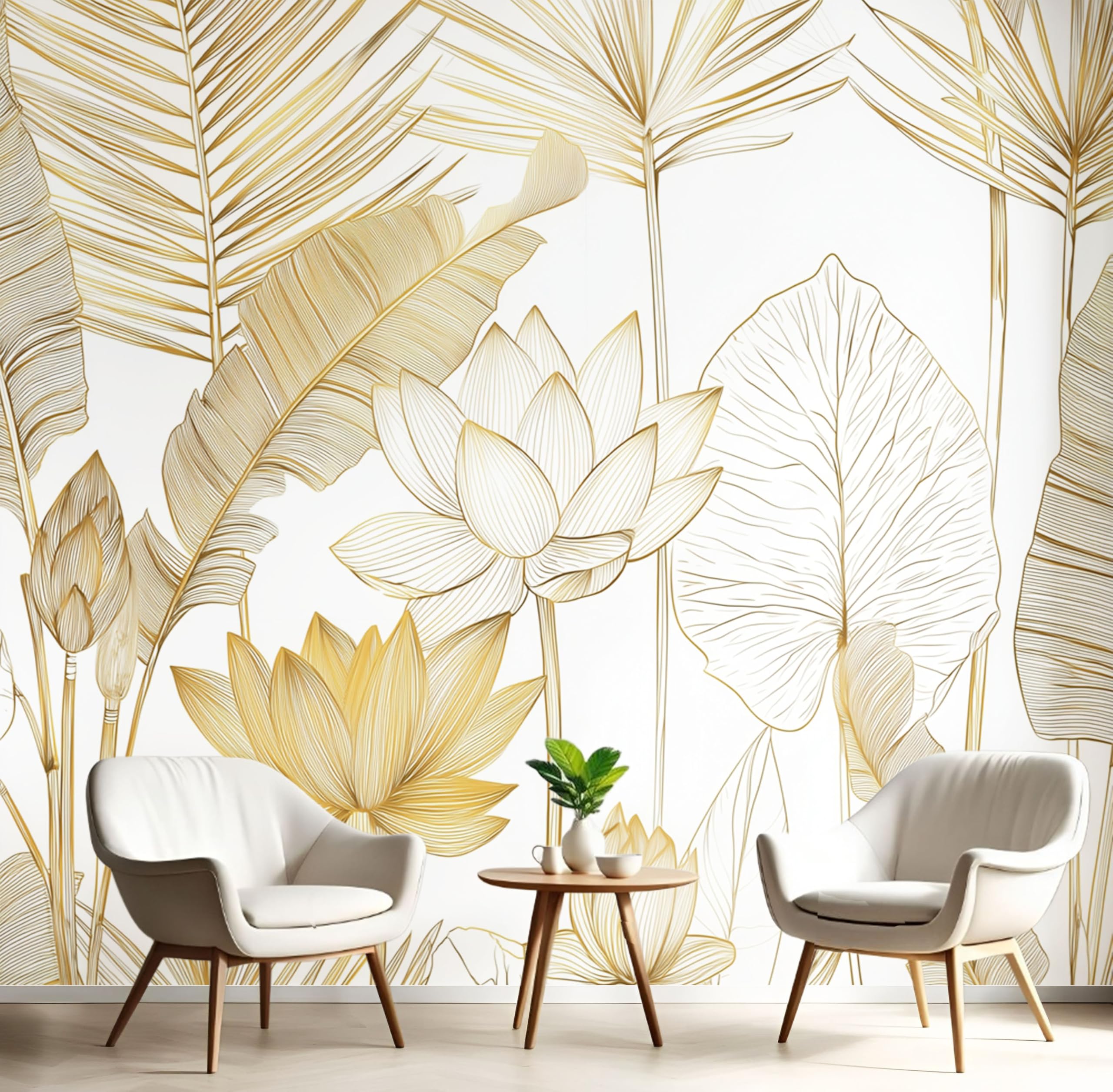 Papier peint lotus grand format pour agrandir visuellement une petite pièce