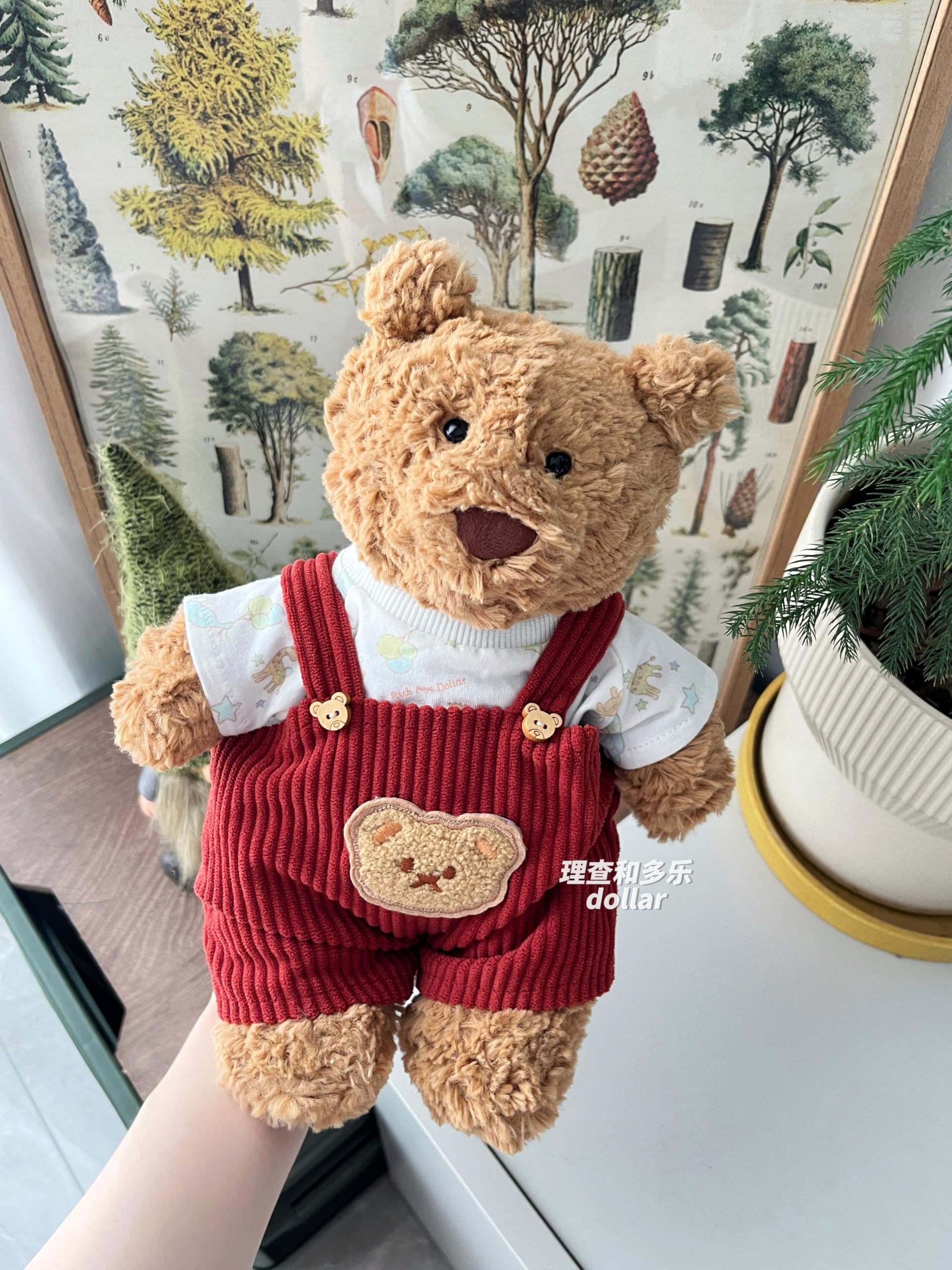 LICHADUOLE Toy Clothing 11inch Honey Teddybear Clothes,Cute Doll Clothes for Bartholomew Bear and Stuffed Animal,Doll Clothes only Without Doll(2pc Includes 1 Jumpsuit, 1 Tee)