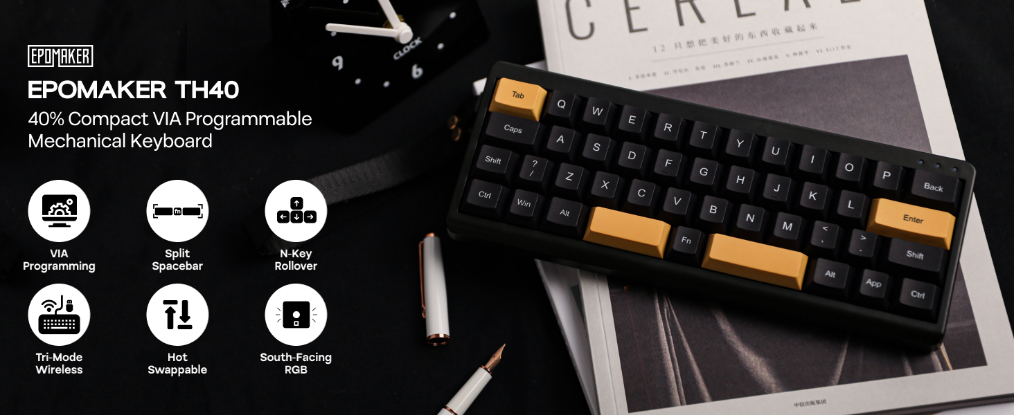 Amazon.com: EPOMAKER TH40 40% Layout QMK/VIA Wireless Mechanical