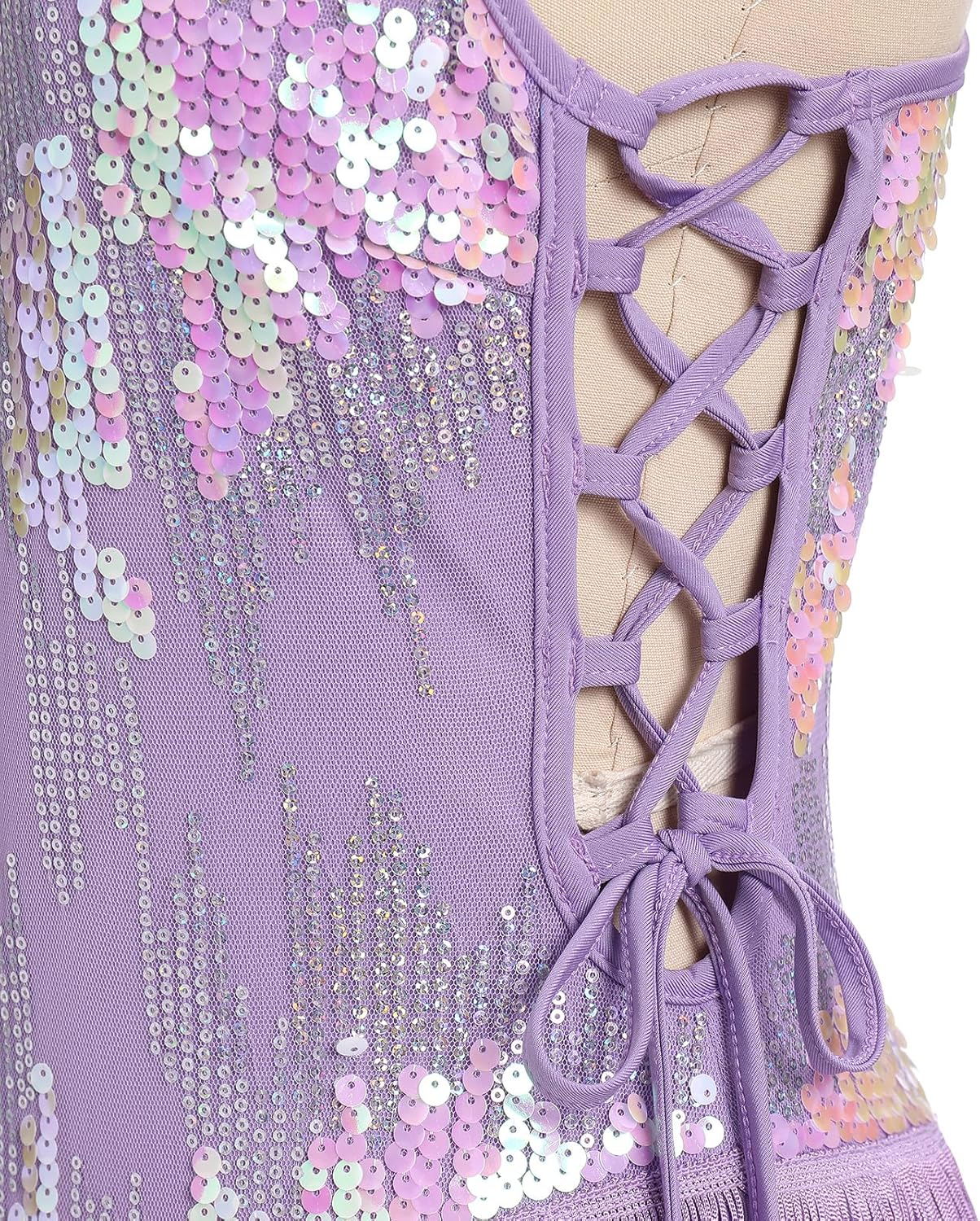 ODIZLI Sequin Fringe Bodysuit for Women Sparkly Hollow Out Tassel Romper Leotard Rave Latin Jazz Dance Acrobat Costume - Image 5