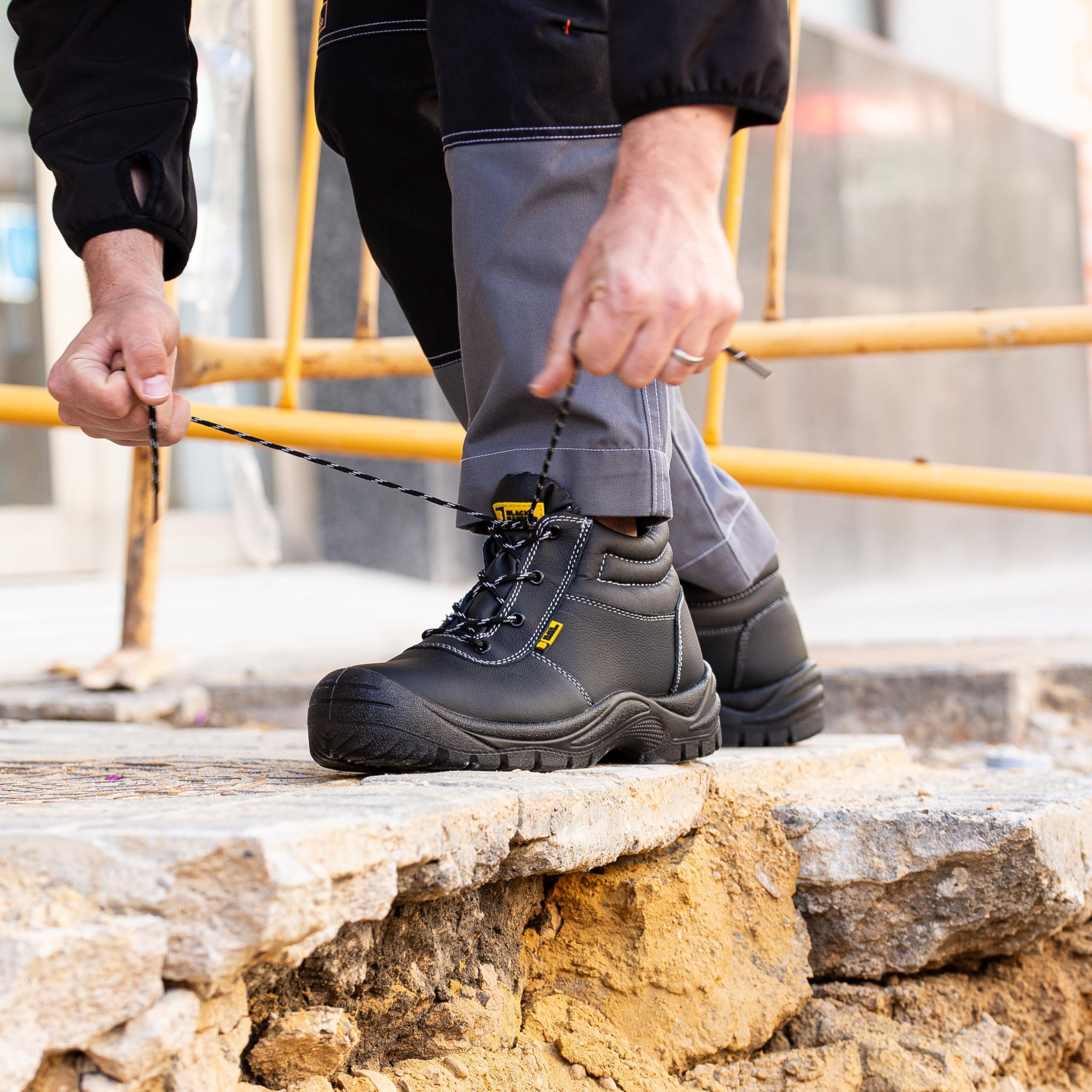 Black Hammer Botas de Trabajo de Seguridad para Hombre - Piel Plena Flor, Puntera de Acero, Resistente al agua, Diseñado para el Estilo y la Comodidad Calzado para Trabajos duros S3 SR William (47 EU)