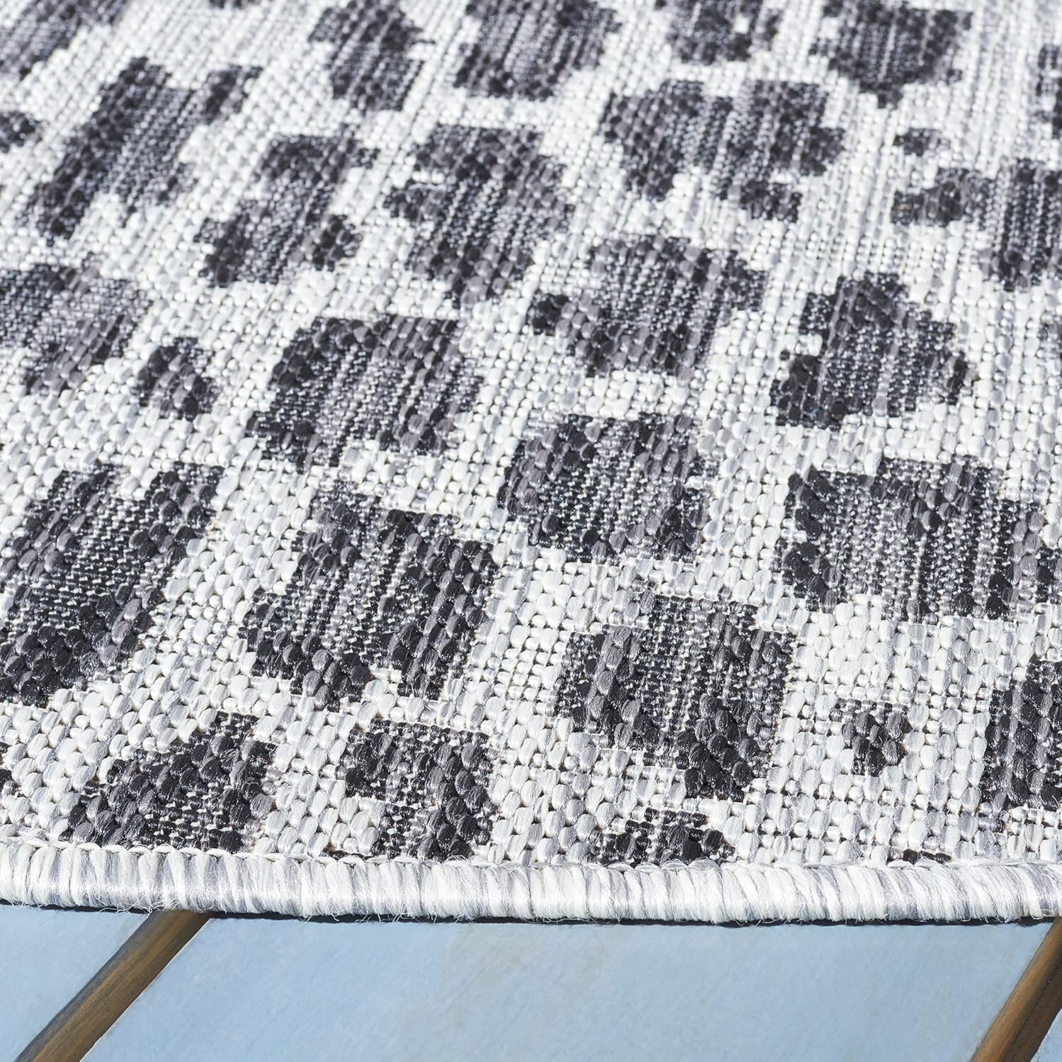 SAFAVIEH Washable Rug Outdoor Courtyard Collection - 10' x 14', Navy & Grey, Non-Shedding & Easy Cleaning, Ideal for Patio, Backyard, Mudroom (CY8505-37612)