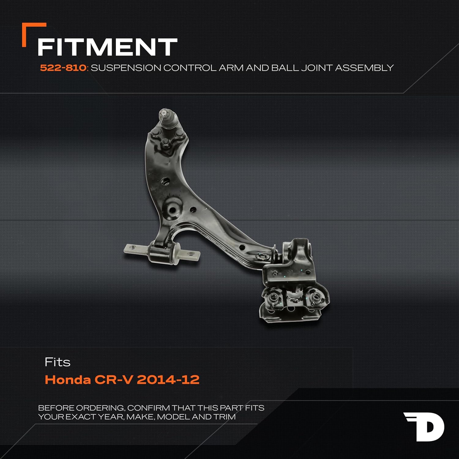Dorman 522-810 Front Passenger Side Lower Suspension Control Arm and Ball Joint Assembly Compatible with Select Honda Models