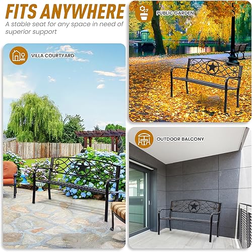 Miniatura 7 de Sun-Ray 213046 Lone Star Metal Park - Banco de patio, tamaño único, bronce