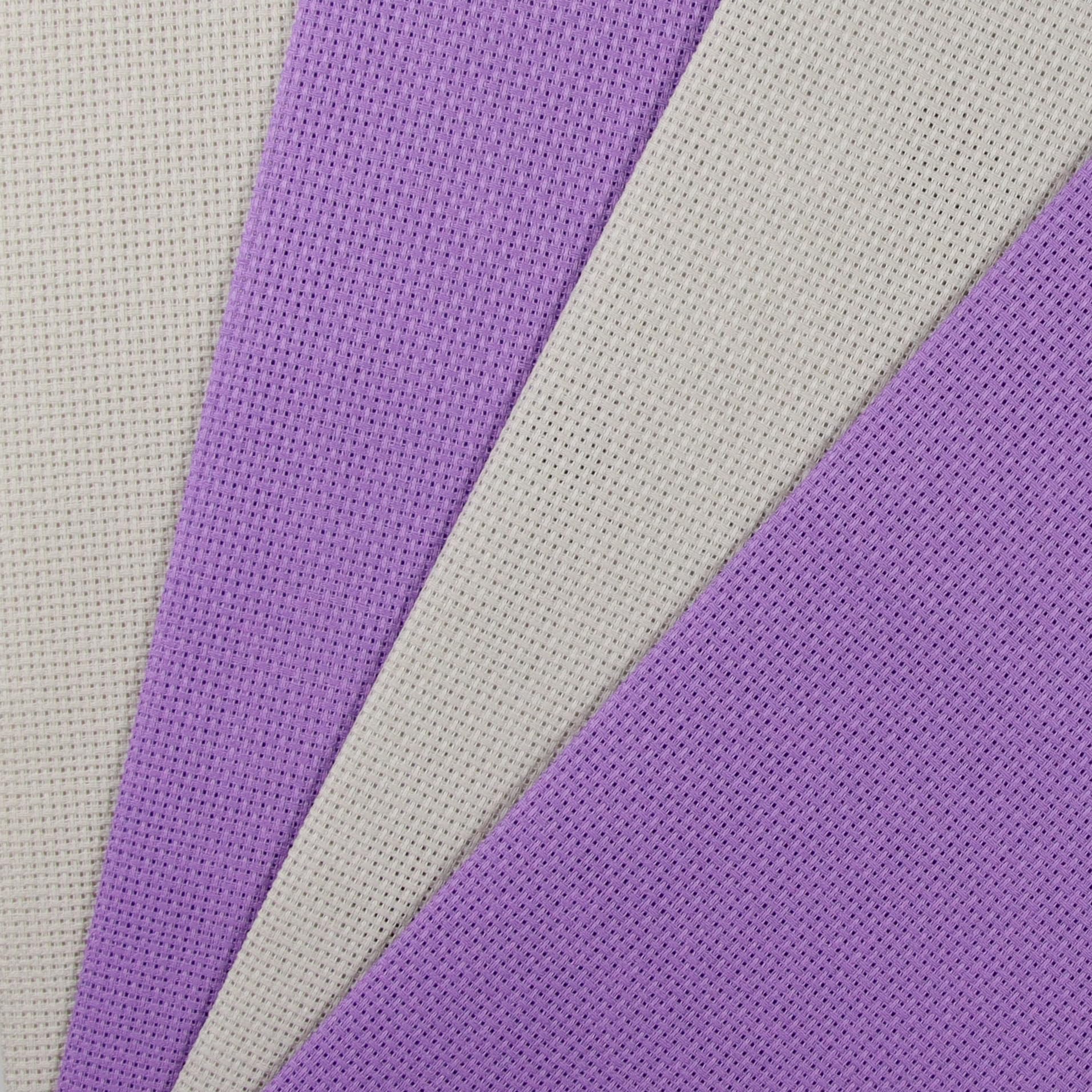KCS 4/6 pc of 12" x 18"(30cmx45cm) 16CT Counted Cotton Aida Cloth Cross Stitch Fabric (4 pc, Pearl Grey+Lavender)