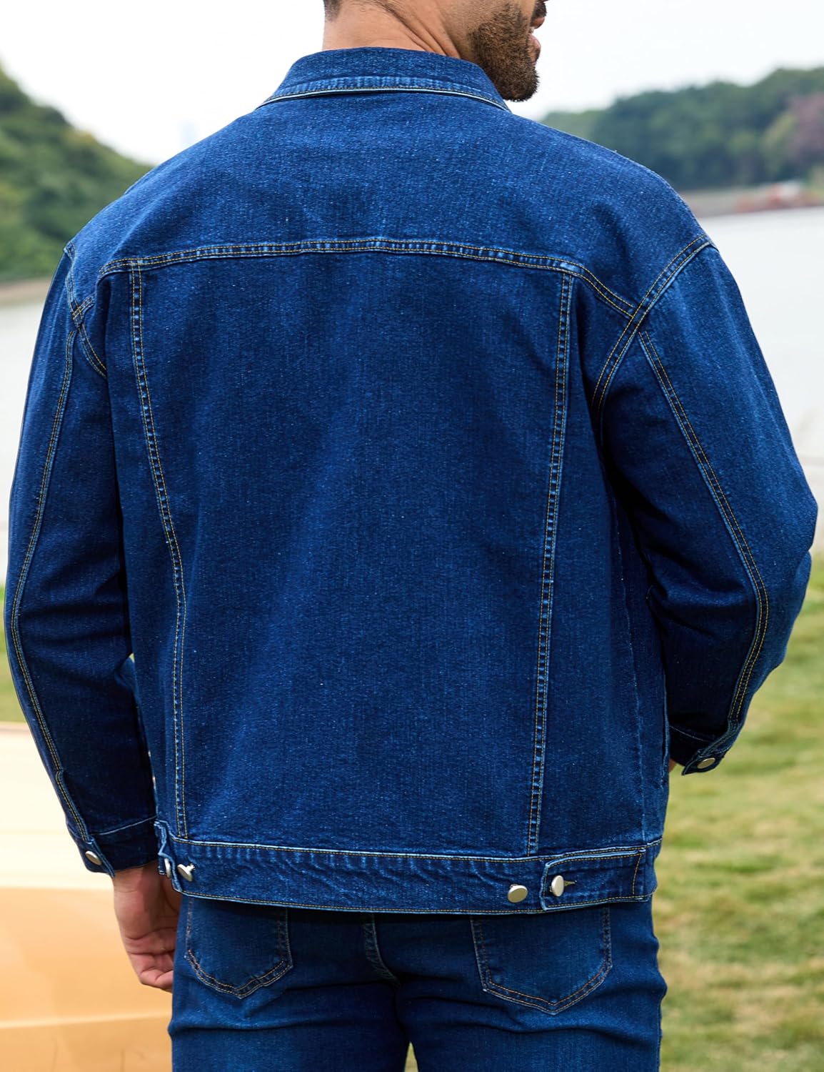 Bindefon Denim Jackets for Men Trucker Jean Jacket Unlined Coats Spring Fall Outfits - Image 2
