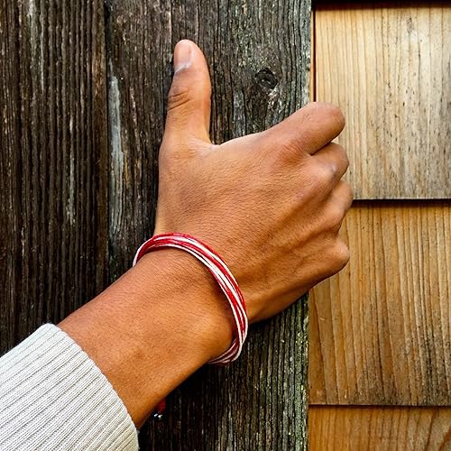 Miniatura 2 de Red and White Bracelet for Men and Women - Country Flag Peru Switzerland Poland Canada Turkey or Sports Team Adjustable Handmade String Bracelets by