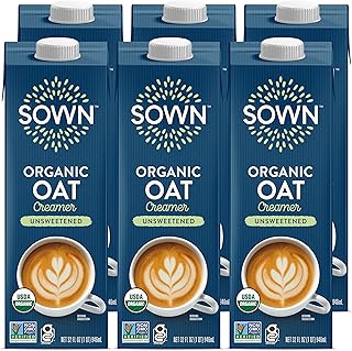 SOWN Organic Oat Creamer Unsweetened - Barista Oat Milk Non Dairy Coffee Creamer - Plant Based, Dairy-Free, Vegan, 0g Added Sugar, Gluten-Free, Non-GMO, Shelf Stable - 32oz (Pack of 6)