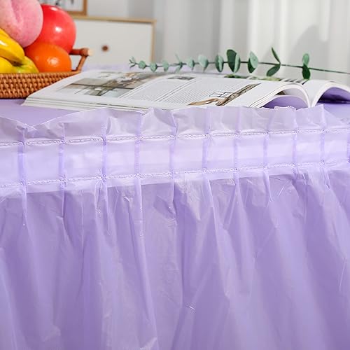 Miniatura 7 de Paquete de 5 faldas de plástico para mesas rectangulares con 5 manteles de mesa, manteles azules de 14 pies y manteles de 54 x 108 pulgadas,