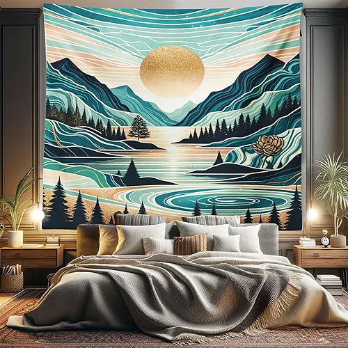 Miniatura 128 de Ambesonne Tapiz vintage, detalles de relojes mecánicos, diseño steampunk, diseño steampunk, para colgar en la pared para dormitorio, sala de estar,