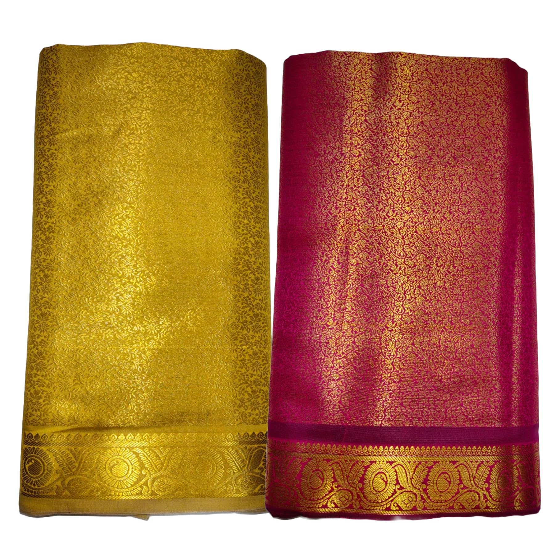Rajani Brocade Border Blouse Piece (Gold and Pink Color) Pack of 2 pcs-image-1
