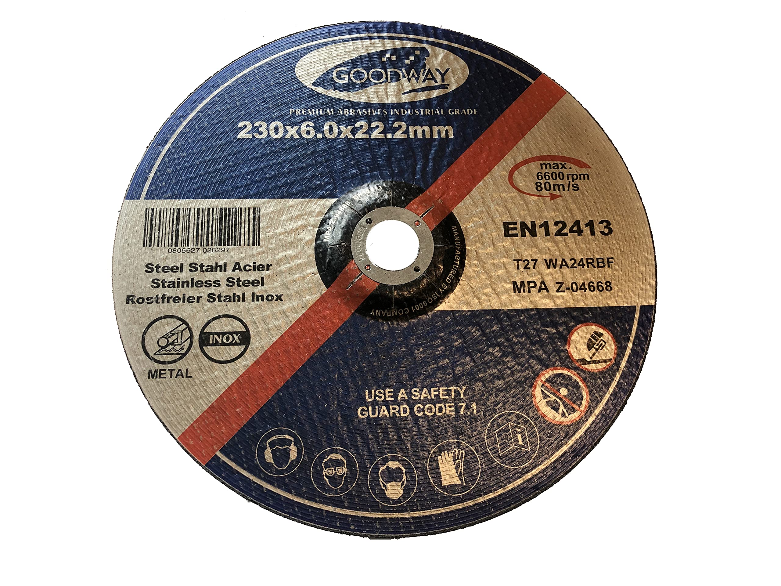 GOODWAY Lot de 5 disques à ébarber Ø 230 x 6,0 mm pour acier et métal