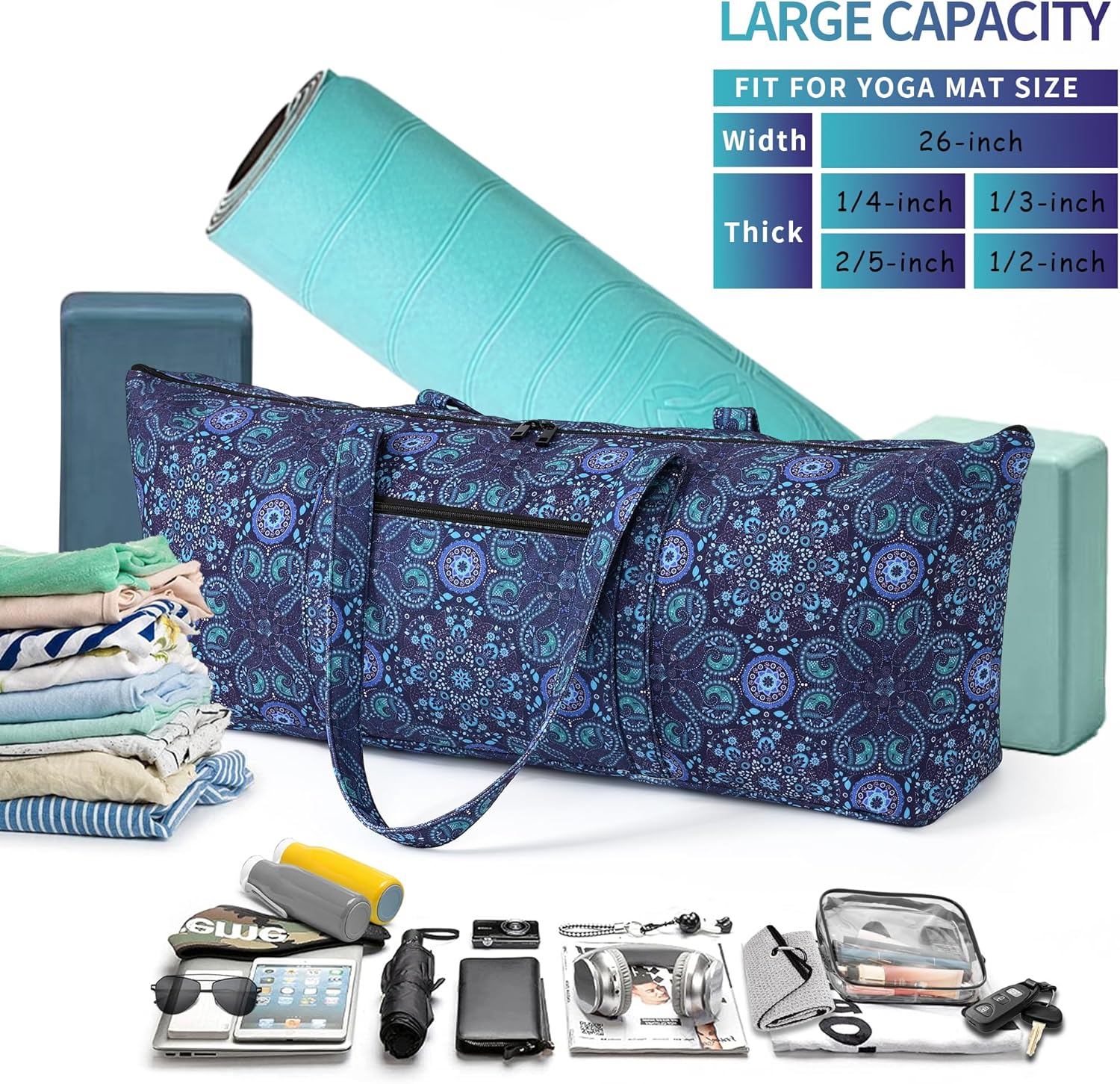 Boulder Bee | Yoga Mat Bag | Large Yoga Mat Carrier with Wet Pocket | Yoga Gifts | Gym Tote Bag for Women - Image 5