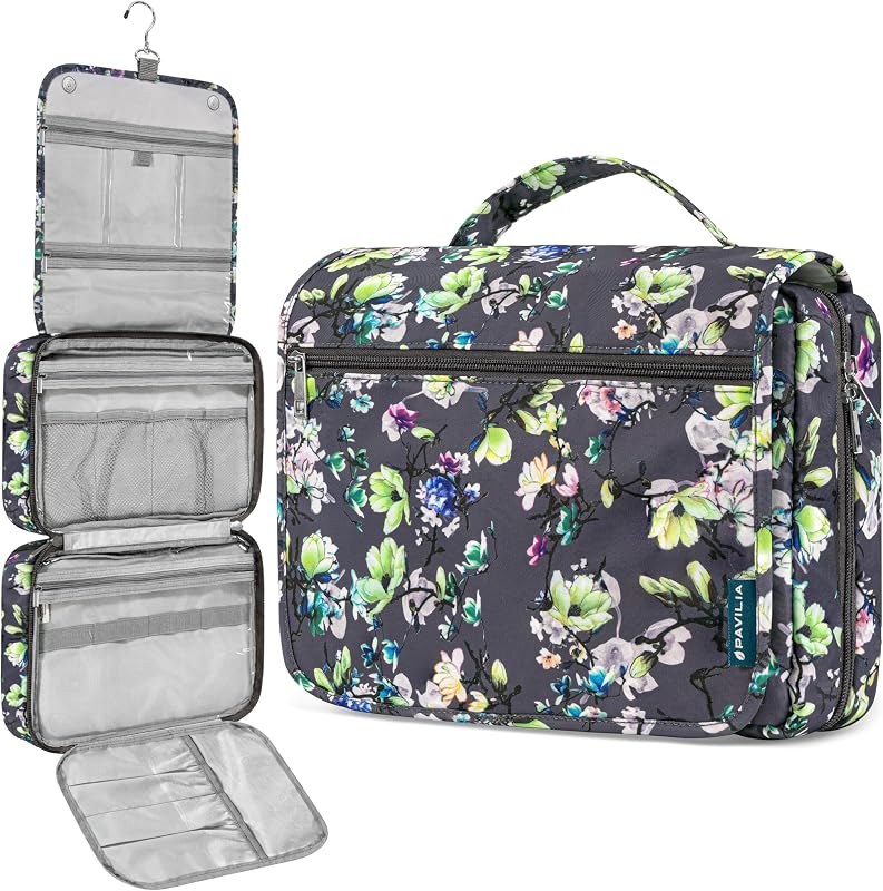 Necessaire de viagem suspensa PAVILIA com organizador de cosméticos floral